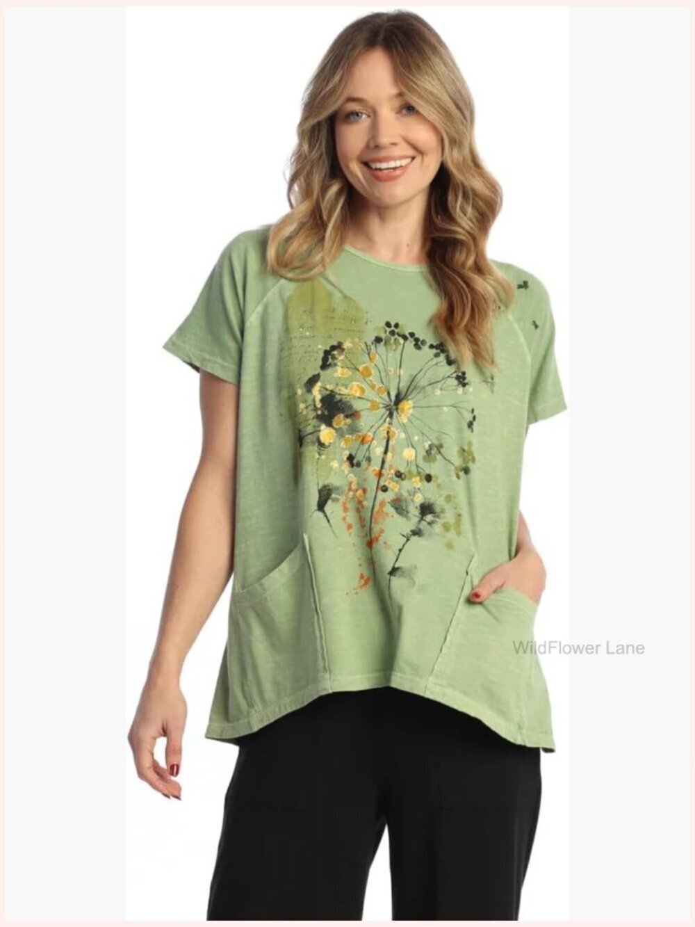 Women's Cotton Slub Weekend Tunic Top Short Sleeve Patch Pockets